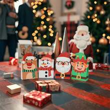 4/8/12pcs 3D Santa Snowman Reindeer Elf Party Box Packs, Xmas Goodie Boxes For Holiday Party Favors, Gift Boxes For Christmas Party Decorations - View 3