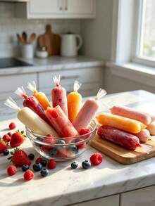 1/50/100/200pcs DIY Popsicle Mold Bags, Popsicle Molds, Summer Ice Cream Freezer Bags, Frozen Popsicle Bags, Suitable For DIY Yogurt Popsicles, Fruit Popsicles, Summer Essential, Frozen Dessert Set, Summer Party Popsicle Storage, Summer Cooling - Multicolor - View 6