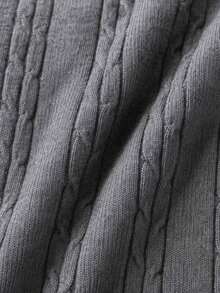 Women's Gray V-Neck Knit Cardigan With Contrast Lace Trim, Long Sleeve, Regular Fit, Suitable For Autumn/Winter - Grey - View 6