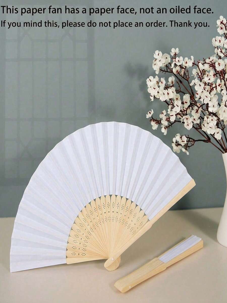 1件/5件/10件/20件經典白色竹製摺疊手扇,優雅紙扇配雕花手柄,便攜式手持扇,適用於婚禮、派對、節慶、夏季居家裝飾、客廳與臥室裝飾,精美禮品。(提醒:扇面為紙質材料,非布料材質) - 彩色 - 查看 1