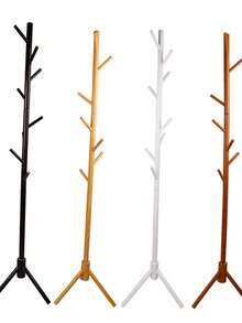Solid Wood Floor-Standing Coat Rack With Multiple Hooks And A Stable Triangular Base. It Saves Space And Features Strong Load-Bearing Capacity. You Can Hang Clothes, Bags And Hats On It, Making It A Practical Household Item For Entryways And Bedrooms - Multicolor - View 7