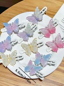 10/5pcs/Set Iridescent Transparent Hair Clips, Butterfly & Flower Designs, Clear Sweet Cute Hair Accessories - Suitable For Girls And Teenagers, Perfect For Daily Wear, School, Vacation, Commuting, Spring Outings, Photography And More - Multicolor - View 8