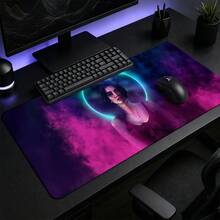 Neon Purple Smoke Makeup Portrait Extended Gaming Mouse Pad, Large Anti-Slip Rubber Desk Mat, Waterproof Keyboard Pad, Suitable For PC Laptop Gaming Office Desktop Decoration - View 3
