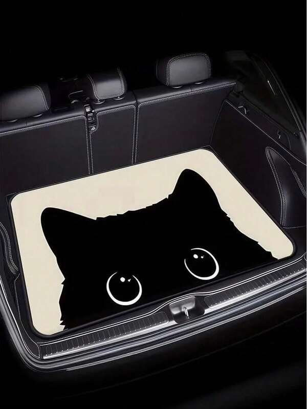 Alfombra para maletero de coche con diseño de cara de gato y huella, forro decorativo universal para múltiples modelos de coche, protector impermeable y seco para el piso del maletero trasero, accesorio esencial para viajes con mascotas