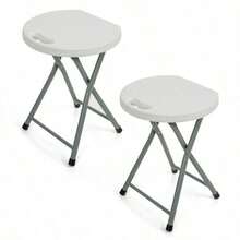 White Folding Stools - Portable And Durable Plastic Foldable Stools For Camping, Kitchen, Desk, Or Outdoor Use, Lightweight Fold Up Stool For Indoor/Outdoor Events And Everyday Seating - 2 Stools - View 2