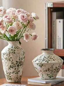 1pc Vintage Green Crackle Glaze Ceramic Vase, Suitable For Living Room, Dining Table Decor, Gift, Home Decoration, Room Decoration, Fresh Flower Arrangement - Multicolor - View 6