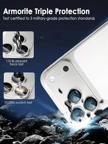 3pcs 17 Pro/17 Pro Max/17/16/16Pro/15/14/13/12/11/Pro/Promax/Mini Camera Lens Protector, 9H Tempered Glass Camera Screen Cover, Silver Metal Independent Ring, Silver - Silver - View 4