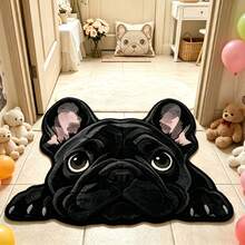 1pc Black Pug Dog Head Decorative Doormat, Store, Entryway Mat, Door Mat, Small Rug, Welcome Mat, Carpet, Kitchen Rug, Home Decor, Front Door Mat, Area Rug, Area Carpet - Multicolor - View 2