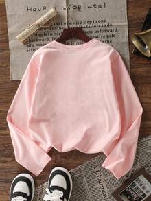 Set 3 Potong Kaos Lengan Panjang Bermotif untuk Anak Perempuan Remaja, Cocok untuk Anak Perempuan Remaja, Atasan Musim Gugur/Dingin, Pakaian Anak Pelajar, Cocok untuk Pakaian Luar dan Lapisan. - MultiWarna - View 3