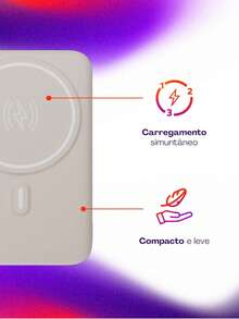 Power Bank por Indução 10.000 mAh com Suporte Dobrável Geonav - Off White - Damasco - Visão 5