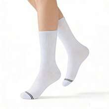 1/5/10 Pairs Men's Mid-Calf Sports Socks, Double Stripe Decoration, Unisex Fitness Gear, Durable Material, Casual Wear, Fitness Enthusiasts, Solid Color Versatile Fashion Long Socks, Comfortable Socks - Multicolor - View 4