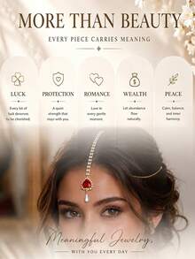 outingfit 1pc Vintage Bridal Forehead Chain, Pearl Hair Chain, Wedding Jewelry - Gold - View 4