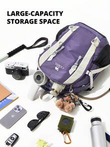 CAMEL CROWN 大容量背包，適合徒步、休閒、登山、旅行、戶外活動 - 礦紫色 - 查看 6