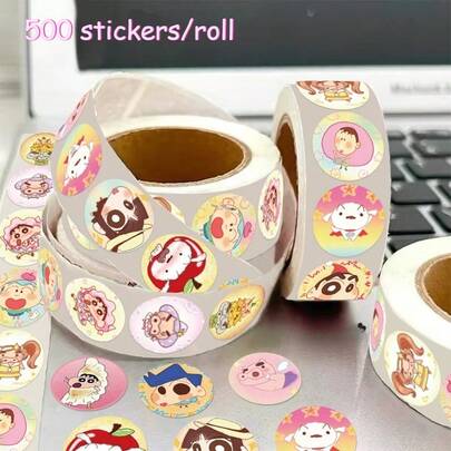 CRAYON SHINCHAN Crayon Shin-Chan Sticker Roll 500pcs Cute Character Stickers 14 Unique Designs Suitable For Scrapbooking And Gift Wrapping