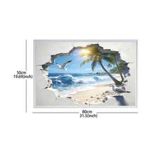 1pc Tropical Beach Wall Sticker, Ocean, Seagull, Coconut Tree, 3D Self-Adhesive Vinyl Sticker, Easy To Apply And Remove, Suitable For Bedroom, Living Room, Bathroom, Dorm, Peaceful Room Decor, Beach Theme Decoration, Create A Fresh Home Atmosphere - Multicolor03 - View 13