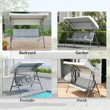 3 Seater Garden Swing Chair, Patio Rocking Bench With Tilting Canopy, Removable Cushion - Brown - View 9
