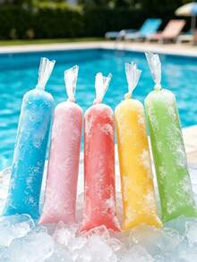 1/50/100/200pcs DIY Popsicle Mold Bags, Popsicle Molds, Summer Ice Cream Freezer Bags, Frozen Popsicle Bags, Suitable For DIY Yogurt Popsicles, Fruit Popsicles, Summer Essential, Frozen Dessert Set, Summer Party Popsicle Storage, Summer Cooling - Multicolor - View 7
