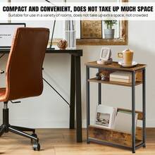 3-Tier Small End Table Slim Side Table For Small Spaces, Narrow Bedside Table Modern Sofa Side Table Slim Coffee Table Nightstand With Magazine Rack For Bedroom Living Room Office, Easy To Assemble - Rust Brown - View 6