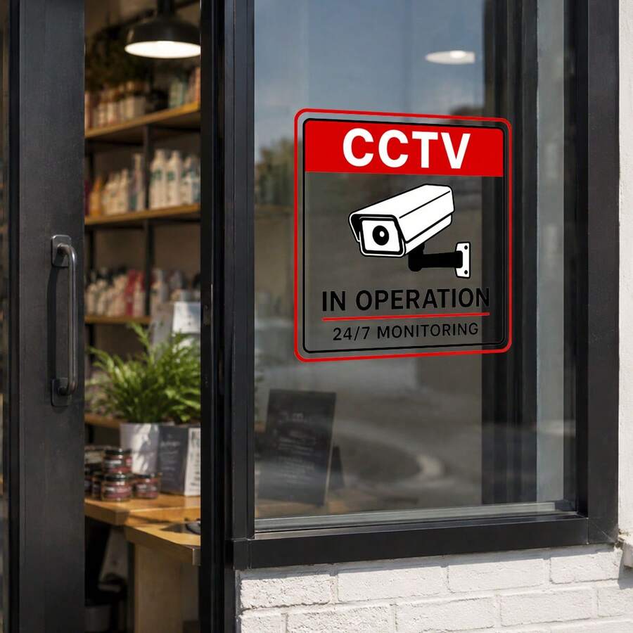 24/7 CCTV Surveillance Warning Static Window Sticker Waterproof Security Camera Decal Sign For Retail Store House Business Glass Door - CCTV Warning Window Sticker - View 1