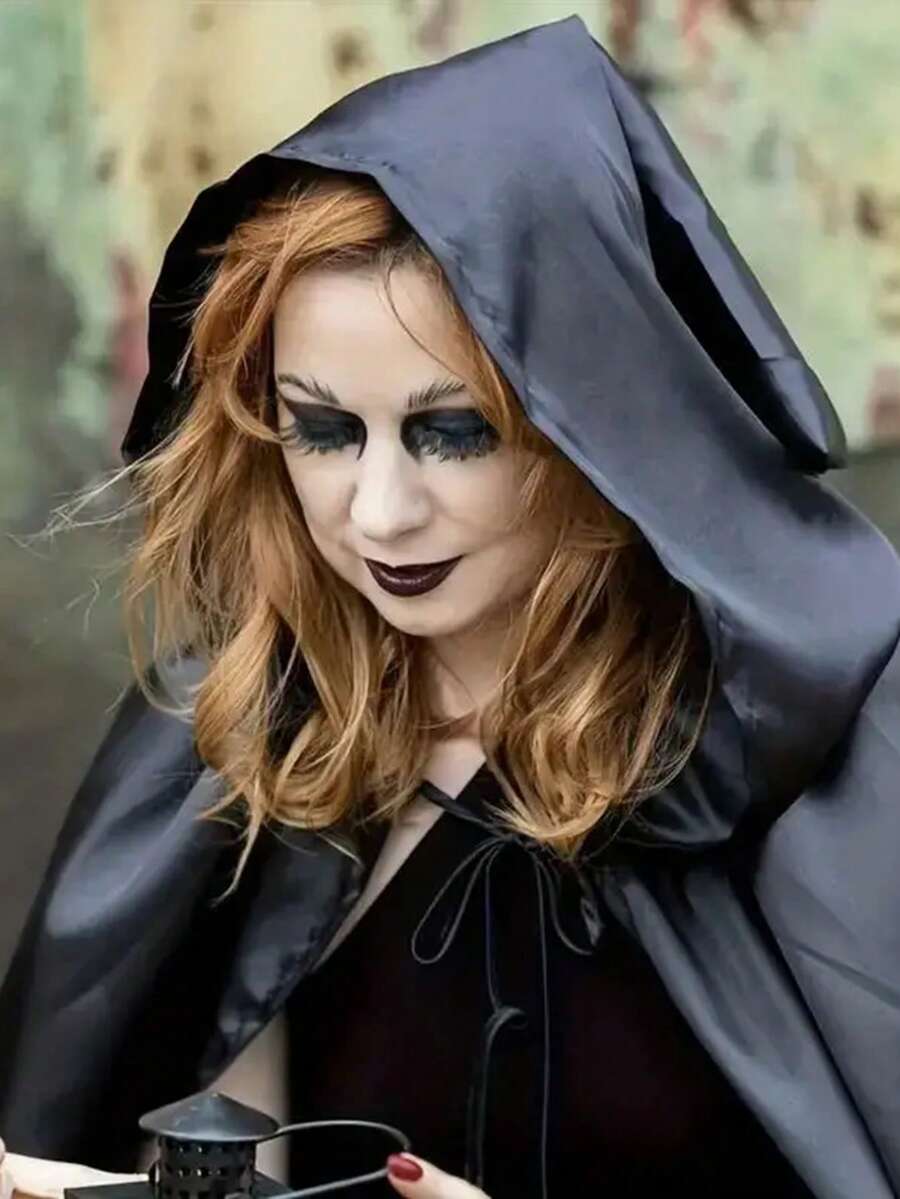 1 buah Jubah Berkerudung Halloween Unisex, Kostum Penyihir Vampir Penyihir Gagak Dewasa, Jubah Berkerudung Unisex - MultiWarna - View 1