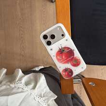 Tomaten- & Silberstern-Handyhülle kompatibel mit iPhone 17 Pro, 16 Pro Max, 15 Pro, 16 Pro, 17, 15, Vollschutz, stoßfest, minimalistisch, frisches Design für Frauen - Verschiedenfarbig - Übersicht 2