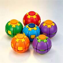 1pc Random Color 3D Printed Rotating Stress Relief Ball, Pressable Toy For Kids, Halloween And Birthday Gift - Multicolor - View 4