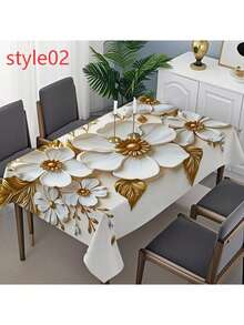 1pc 3D Embossed Floral Tablecloth, Modern Minimalist Nordic Style Home Decor, Rectangular Polyester Material, Washable & Reusable, Suitable For Daily Home, Dining Room, Living Room, Parties, Indoor/Outdoor Use - Multicolor - View 11