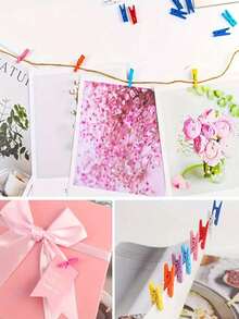 12/50/100pcs Small Colorful Wooden Clips, Photo Hanging Clips, Cute Memo Clips, Clothes Clips, Sealing Clips, Wooden Photo Clips, Suitable For Arts And Crafts, Multi-Functional DIY Decoration - Colorful Wooden Clips - View 9