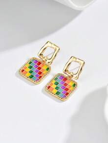 1 Pair Fashion Minimalist Palette Geometric Shape Women's Earrings Suitable For Vacation And Daily Wear - Multicolor - View 4
