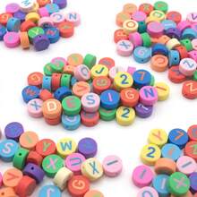 100pcs Multi-Color Soft Polymer Clay Alphabet Flat Round Beads, Double-Sided Printed Letter Disc Decorative Beads, Suitable For DIY Customized Name Friendship Bracelets, Necklaces, Jewelry Making Materials - Multicolor - View 3