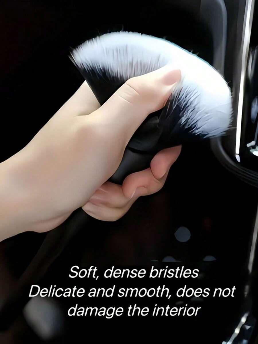 Black Soft Bristle Car Interior Cleaning Brush; A Multi-Functional Dusting And Detailing Brush For Removing Dust From Dashboard Crevices And Car Air Vents; Also Suitable As An Air Conditioner Vent Cleaning Brush. - One Size Fits All - View 1