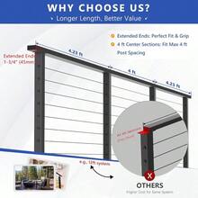 2ft-4ft Complete Set 42" Deck Railing System With Handrail Cuttable, Modular T304 Stainless Steel Black Level Drilled Railing Posts Kit With 1/8" Railing Hardware - 4FT + Level Mount - View 6