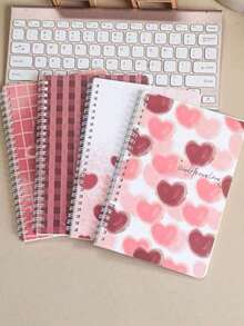 4PCS A5 Spiral Notebook Set, Cute Cartoon Cover, 60 Lined Pages, Random Pattern, Back To School Essential - A - View 1