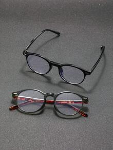 2/4 Pairs Plastic Full Frame Premium Unique Double Lens Design Oval Modern Minimalist Style Men's Daily Wear Transparent Glasses, Suitable For Music Festivals, Weekend Outfits, Dates, Holiday Dressing And Fashion Accessories, Fits All Face Shapes - Clear - View 2