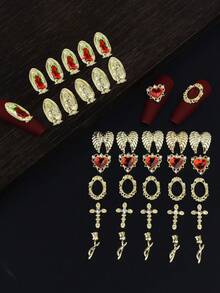 35pcs Mixed Color Nail Art Decorations, Including Virgin Mary, Cross, Heart And Angel Patterns, Suitable For DIY Nail Art And Decorating Women's Nails - Multicolor - View 4