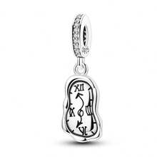 1pc S925 Sterling Silver Artistic Painting Bead, Van Gogh Starry Night, Melting Clock, Celtic Knot Pendant, Blue Glitter Enamel & Rhinestone Craft, Vintage Artistic Texture, Gift Box Included, Suitable For Bracelet & Necklace, Handmade DIY Jewelry Making, Art Lover Collection & Gift Accessory - Multicolor - View 16