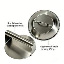 2pcs Cookware Lid/Meat Press Combo Set, Suitable For Kitchen Cooking, Kitchen Burger Making Tool, Cookware Lid For Cheese Melting, Meat Press For Pressing Meat Patties, Convenient For Stall Owners, Kitchen Supplies, Holiday Gatherings, BBQ, Roasting, Insulation Cover, Baking Tools, High-Quality S304 Stainless Steel Material, Suitable For Holiday Gifts, Thanksgiving, Halloween, Christmas, Including Housewarming Gifts. - Silver - View 10