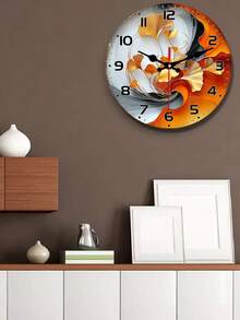 10/12-Inch Boho-Chic Ginkgo Leaf Wall Clock - Round Silent Flat Design In Wooden, European And Style - Batteries Not Included - A - 查看 5