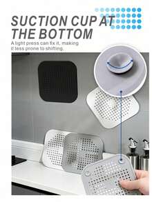 Silicone Hair Catcher And Drain Plug, Flexible Sink Drain Cover, Anti-Clogging Bathroom Floor Drain Filter, Odor-Proof Shower Drain Protector, Suitable For Bathtub, Kitchen Sink And Home Use - Multiple Styles - View 4