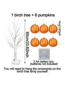 Autumn Birch Tree Light Set, Home Autumn Decor, Thanksgiving Decoration Light Strip With Pumpkin Pendant, Suitable For Autumn, Thanksgiving, Tabletop Decoration, Autumn Party Decoration - White Branch - View 9
