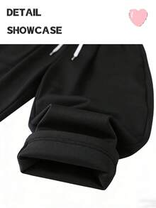 Pantalones deportivos minimalistas de verano para mujer con cintura elástica delantera, uso casual diario, ejercicio de fitness, joggers de moda - Negro - Ver 5