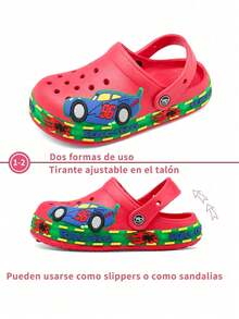 GETAC Sandalias chanclas luz LED de verano niño comodos para deporte y playa diseño coche - Rojo - Ver 8