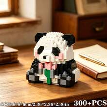 400+Pcs Cute Micro Particle Building Blocks Panda Assembly Toy - 3D DIY Chinese Style Panda Decoration, Creative Assembly Manual, Stress Relief Home Office Desktop Decor, Healing Desktop Decoration Gift, Birthday Gift, Christmas Gift - Baby Pink - View 5