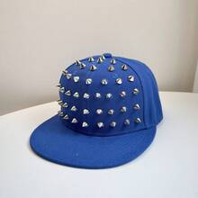 1pc New Rivet Design Flat Brim Baseball Cap, Fashion Versatile Hip-Hop Hat, Solid Color Party Polyester (Polyester) - Multicolor - View 8