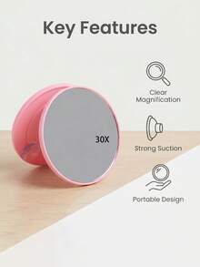 30x Dual Suction Cup Magnifying Glass; HD Portable Makeup Mirror; Anti-Acne And Pore Home And Travel Beauty Magnifying Glass; Valentine's Day And Christmas Gift - Multicolor B - View 3