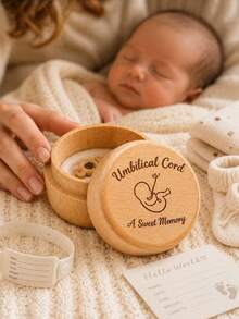 Wooden Baby Umbilical Cord Keepsake Box, Newborn Memory Storage Box, Baby Baptism Gift, Baby Supplies, Baby Essentials - Multicolor - View 8