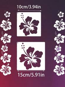Juego de 6 piezas de pegatinas decorativas de flores de hibisco de plástico reutilizables, adecuadas para manualidades DIY, decoración del hogar, pintura en camisetas y lienzos, arte de pared y decoración de muebles - Conjuntos - Ver 2