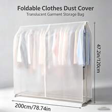 1 Peça Capa Transparente para Cabide, Protetor de Pendurar Minimalista de Plástico PEVA Estreito à Prova de Poeira com Cobertura Total Visível, Bolsa de Armazenamento à Prova de Poeira para Pendurar Terno, Casaco e Jaqueta no Guarda-Roupa para Casa - translúcido - Visão 11