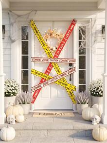 9-Meter Halloween-Themed Warning Tape, Outdoor Garden Safety Line Decoration, Warning Pattern, Suitable For Garden Decoration, Outdoor Decoration, Home Decoration, Halloween Decoration, Horror Scene. - View 4