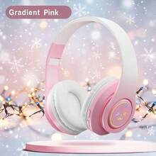 Nuevo tipo de auriculares supraaurales luminosos, auriculares supraaurales inalámbricos plegables, batería de 150mAh, adecuados para llamadas, juegos, música, ocio y entretenimiento, auriculares supraaurales de estilo lindo, regalo para la novia, carga Tipo-C, recargable - Ver 2